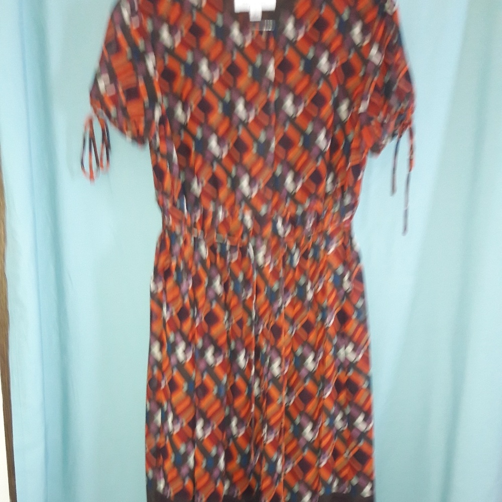 Multi colored button-down mid-calf dress